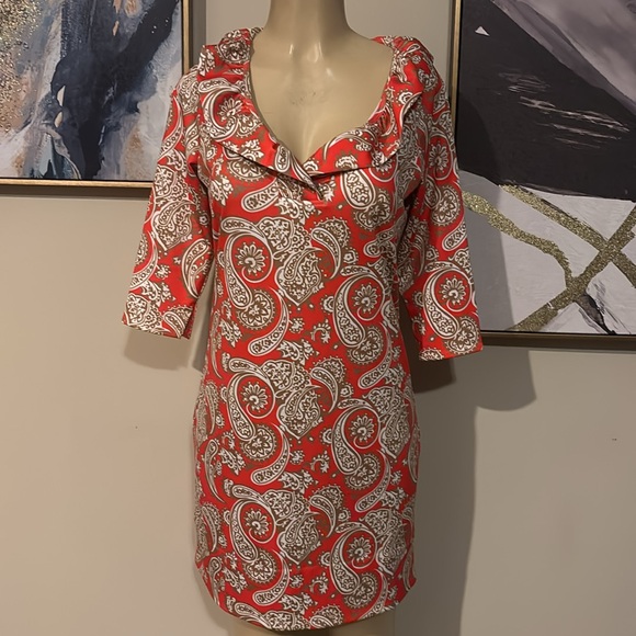 GRETCHEN SCOTT- Jersey Ruffneck Dress size S - Picture 2 of 8